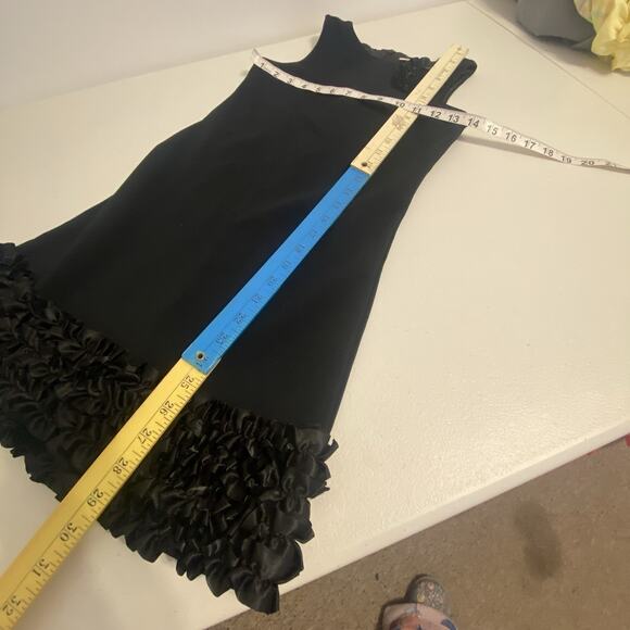 Jennie & Me Girl 10 Holiday Festive Party Dress Black Ruffle Bow Flower Slevless - Picture 2 of 8